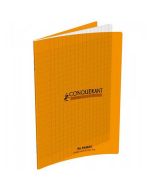 Photo Cahier Séyès / Grands carreaux Orange - Polypro - 96 pages - 170 x 220 mm CONQUERANT :