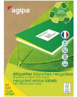 Étiquettes adhésives 105 x 37 mm Papier recyclé Blanc AGIPA Lot de 1600
