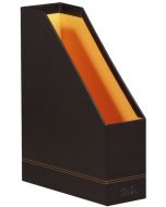 Porte-revues en simili cuir - Dos de 100 mm - Noir/Orange RHODIA