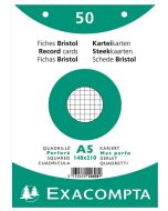 Fiches Bristol quadrillées perforées sous film - 148 x 210 mm - Blanc EXACOMPTA Lot de 50