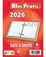 Recharge Bloc éphéméride 2026 - Date à droite EXACOMPTA