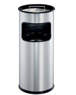 Corbeille à Papier ronde avec cendrier - 17 litres - Argent métallique DURABLE METAL