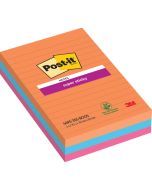 POST-IT Bloc-note adhésif - Ligné - Assortiment - 101 x 152 mm Super Sticky Lot de 3