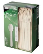 Cuillères jetables en bois ciré - 160 mm NATURE STAR Lot de 100