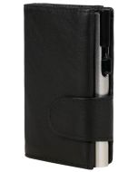 Porte-monnaie avec porte-cartes RFID -  Cuir Nappa Noir / Argent CLICKSAFE