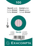 Photo Fiches Bristol lignées - 75 x 125 mm - Rose EXACOMPTA 10831X
