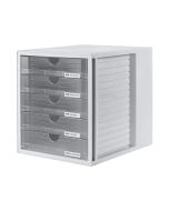 Photo Module de classement - 5 tiroirs - Gris Clair / Gris Translucide : HAN 1450-63