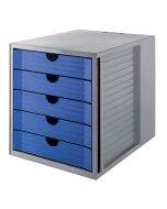Photo Module de classement - 5 tiroirs fermés - Gris / Bleu : HAN KARMA