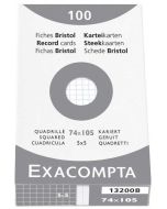 Fiches Bristol quadrillées - 74 x 105 mm - Blanc EXACOMPTA 13200B