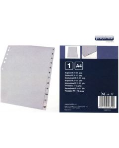 Intercalaire numérique en plastique - 1 à 12 - A4 PRO-OFFICE