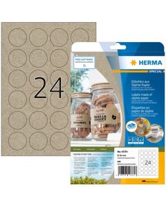 Étiquettes adhésives rondes - diamètre 40 mm - brun naturel HERMA Lot de 480 - photo