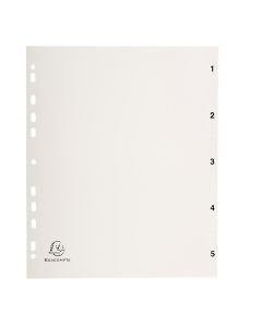 EXACOMPTA : Jeu de 5 intercalaires numériques en polypropylène 1 à 5 Classement