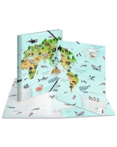 Chemise à élastiques A4 - Carte du monde HERMA École Maternelle