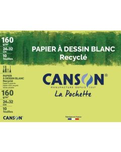 Lot de 10 feuilles de Papier à dessin recyclé 160 g - Blanc - 240 x 320 mm : CANSON Image