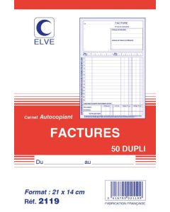 Photo Carnet de factures autocopiant Dupli - 210 x 140 mm ELVE