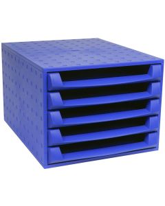221101D EXACOMPTA : Caisson à 5 tiroirs ouverts - Box Office - Bleu cobalt exemple