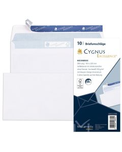 Enveloppes autocollantes sans fenêtre - 110 x 220 mm : MAIL MEDIA Cygnus Excellence Lot de 10 Visuel