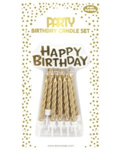 Bougies d'anniversaire Happy Birthday - 75 mm - Or CLAIREFONTAINE