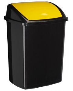 Poubelle avec couvercle à trappe basculante - 50 litres - Noir/Jaune : CEP Visuel