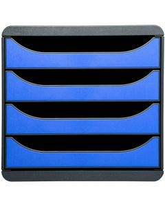 310779D EXACOMPTA : Caisson à 4 tiroirs - Big Box - Gris Noir/Bleu glacé