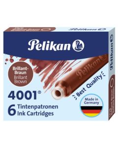 Boite de 6 Cartouches d'encre - Marron Brillant : PELIKAN 4001 TP/6