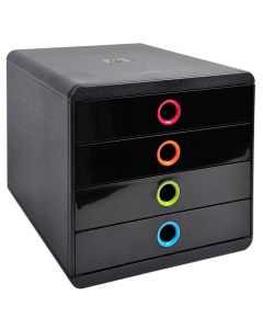 Caisson à 4 tiroirs - Pop Box - Noir/Arlequin EXACOMPTA Iderama Image