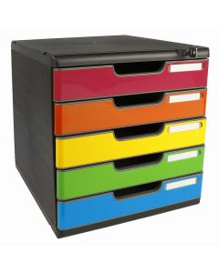 Module de rangement 5 tiroirs - Verrouillable - Modulo - Noir/Arlequin : EXACOMPTA Iderama image