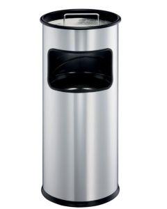 Corbeille à Papier ronde avec cendrier - 17 litres - Argent métallique DURABLE METAL