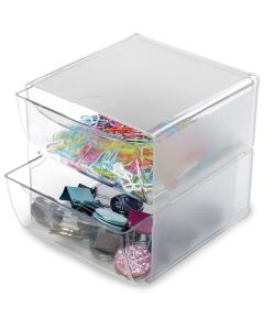 Boite de rangement Cube - 2 tiroirs - Transparent DEFLECTO