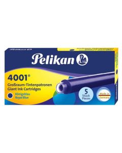 Photo Boite de 5 cartouches d'encre - Bleu royal : PELIKAN 4001 GTP/5 