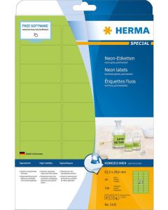 Étiquettes adhésives - Vert fluorescent - 63,5 x 29,6 mm HERMA 5143