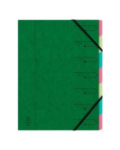 54073E EXACOMPTA : Trieur avec élastiques - 7 compartiments - Vert