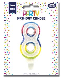 Bougie d'anniversaire Chiffre 0 pailletée - 75 mm CLAIREFONTAINE