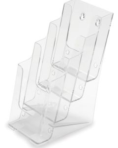 Porte-brochures incliné - 4 compartiment - 1/3 A4 portrait DEFLECTO