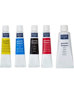 Photo Tube de Gouache 5 Couleurs Primaires Pinceau Lefranc 807561