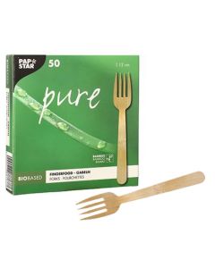 Fourchettes jetables en bois : PAP STAR Pure Lot de 100 Visuel