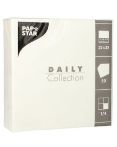 Serviettes de table unies - Blanc 32 x 32 cm PAP STAR Lot de 50