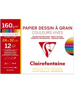Pochette à Dessin - 12 feuilles de papier à grain - 240 x 320 mm - Assortiment : CLAIREFONTAINE Photo