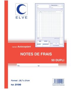 Couverture NOTE DE FRAIS Carnet autocopiant Dupli d'ELVE