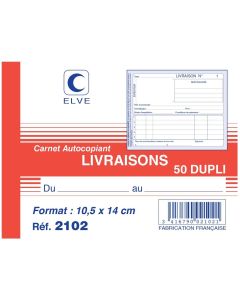 Photo Carnet de livraison - 140 x 105 mm - Autocopiant Dupli d'ELVE