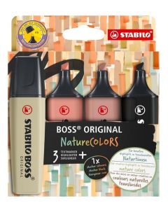 Surligneur - Assortiment STABILO BOSS ORIGINAL Nature COLORS Lot de 4