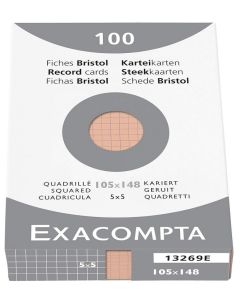 Fiches Bristol quadrillées A6 105 x 148 mm - Orange EXACOMPTA Lot de 100
