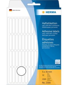 HERMA : Lot de 1920 étiquettes adhésives - 5 x 35 mm - Blanc 6500883