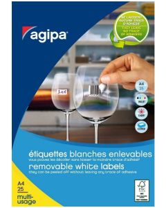 Image Etiquettes adhésives amovibles - 22 x 16 mm - Blanc AGIPA