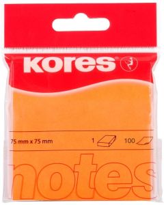 Notes adhésives - Orange néon - 75 x 75 mm : KORES Visuel