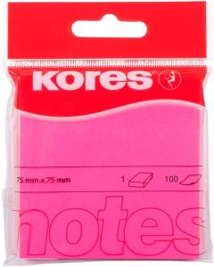 Notes adhésives - Rose néon - 75 x 75 mm : KORES Visuel