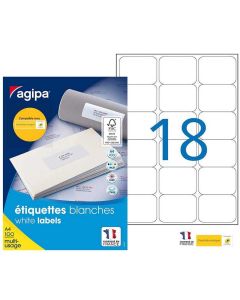 Photo Étiquettes adhésives 63,5 x 46,6 mm - Blanc AGIPA 100981