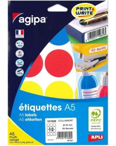 Photo Pastilles adhésives rondes - 45 mm - Assortiment AGIPA