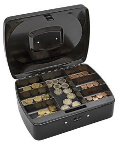 Caisse à monnaie avec serrure à combinaison - Noir - 250 x 190 mm WEDO
