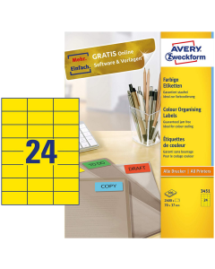 Photo Étiquettes autocollantes Jaunes 70 x 37 mm AVERY 3451
